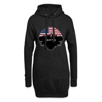 Seattle Washington USA Flagge Skyline Silhouette Tra - Hoodie-Kleid - Schwarz - Vorne