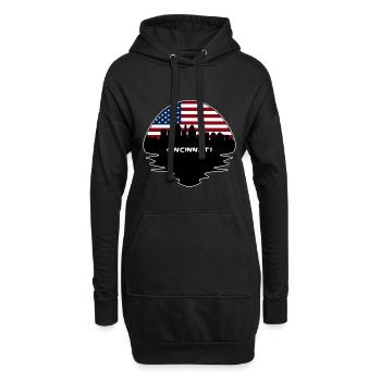 Cincinnati Ohio Usa Flag Skyline Silhouette Travel - Hoodie Dress - black - Front