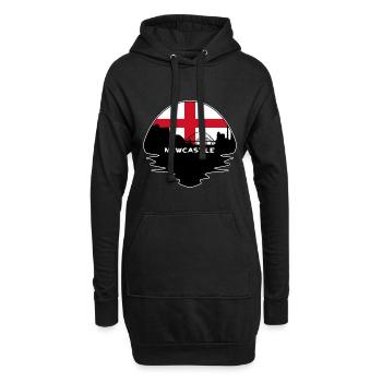 Newcastle England Flagge Skyline Silhouette Reisen - Hoodie-Kleid - Schwarz - Vorne