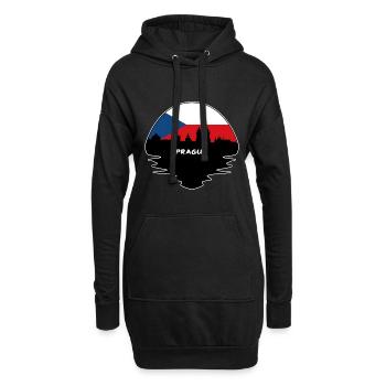 Prag Tschechien Flagge Skyline Silhouette Reisen - Hoodie-Kleid - Schwarz - Vorne