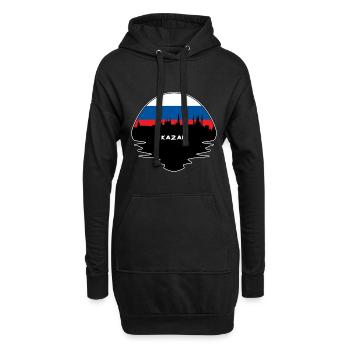 Kazan Russie Drapeau Skyline Silhouette Travel - Sweat-shirt à capuche long Femme - noir - Devant