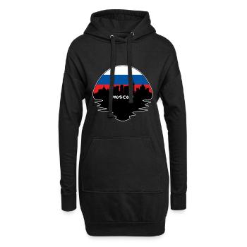 moscou, russie, drapeau, horizon, silhouette, voyage - Sweat-shirt à capuche long Femme - noir - Devant