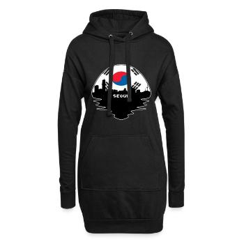 Seoul Südkorea Flagge Skyline Silhouette Reisen - Hoodie-Kleid - Schwarz - Vorne