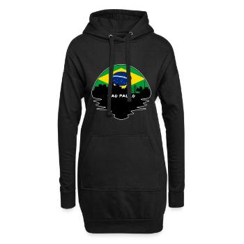 Sao Paulo Brésil Drapeau Skyline Silhouette Voyage - Sweat-shirt à capuche long Femme - noir - Devant