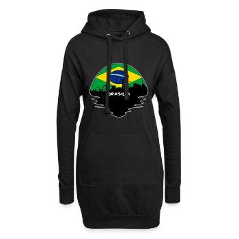 Brasilia Brésil Flag Skyline Silhouette Voyage - Sweat-shirt à capuche long Femme - noir - Devant