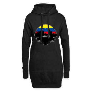 Caracas Venezuela Drapeau Skyline Silhouette Voyage - Sweat-shirt à capuche long Femme - noir - Devant
