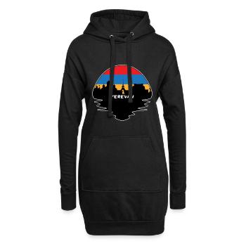 Erevan Arménie Drapeau Skyline Silhouette Voyage - Sweat-shirt à capuche long Femme - noir - Devant