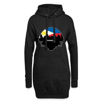 Manille Philippines Flag Skyline Silhouette Voyage - Sweat-shirt à capuche long Femme - noir - Devant