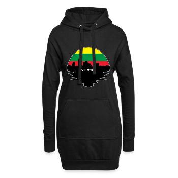 Vilnius Lituanie Flag Skyline Silhouette Voyage - Sweat-shirt à capuche long Femme - noir - Devant