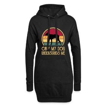 Chien Français Blanc et Orange Dog Silhouette - Sweat-shirt à capuche long Femme - noir - Devant