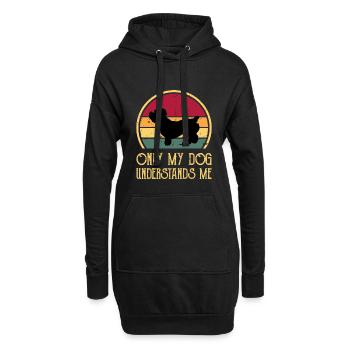 Glen De Imaal Terrier Dog Silhouette Rétro Coucher de Soleil - Sweat-shirt à capuche long Femme - noir - Devant