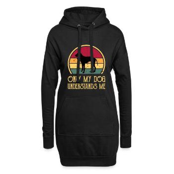 Griffon Bleu De Gascogne Chien Silhouette Rétro Soleil - Sweat-shirt à capuche long Femme - noir - Devant