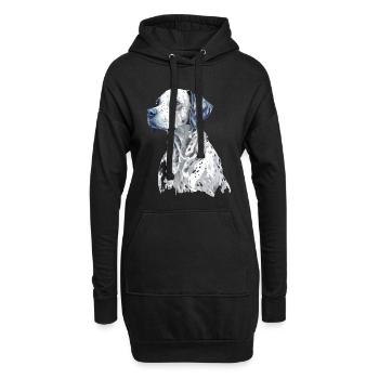 Nette dalmatinische Hunderasse Kopf Cartoon Illustration - Hoodie-Kleid - Schwarz - Vorne