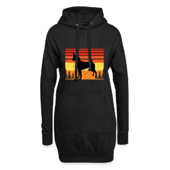 Basenji Hundeliebhaber Silhouette Vintage Sonnenuntergang - Hoodie-Kleid - Schwarz - Vorne
