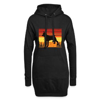 Boxer Hund Silhouette Vintage Sonnenuntergang für Hundeliebhaber - Hoodie-Kleid - Schwarz - Vorne