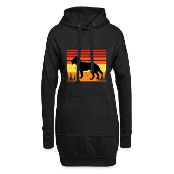 Berger Blanc Suisse Dog Silhouette Retro Sunset - Sweat-shirt à capuche long Femme - noir - Devant