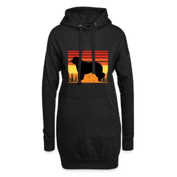 Katalanische Schäferhund Hund Liebhaber Silhouette Retro Sonnenuntergang - Hoodie-Kleid - Schwarz - Vorne