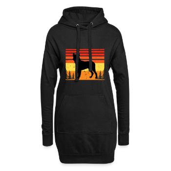 Cao Fila De Seo Miguel Dog Silhouette Retro Sunset - Sweat-shirt à capuche long Femme - noir - Devant