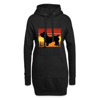 Glen De Imaal Terrier Dog Silhouette Rétro Coucher de Soleil - Sweat-shirt à capuche long Femme - noir - Devant