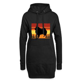 Deutscher Spitz Hundeliebhaber Silhouette Vintage Sonnenuntergang - Hoodie-Kleid - Schwarz - Vorne
