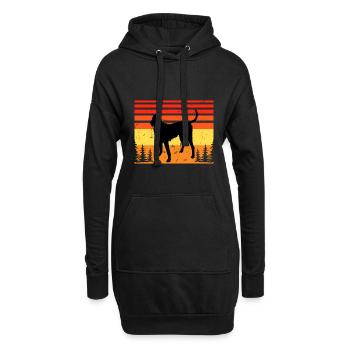 Gascon Saintongeois Dog Silhouette Retro Sunset - Sweat-shirt à capuche long Femme - noir - Devant