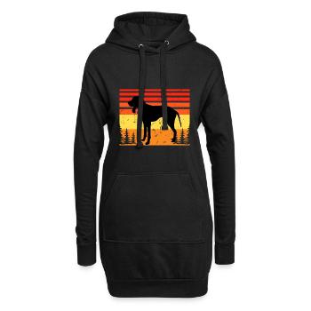 Griffon Bleu De Gascogne Chien Silhouette Rétro Soleil - Sweat-shirt à capuche long Femme - noir - Devant