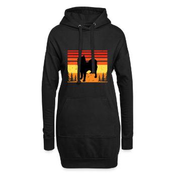 Husky Dog Silhouette Vintage Sunset pour les amoureux des chiens - Sweat-shirt à capuche long Femme - noir - Devant