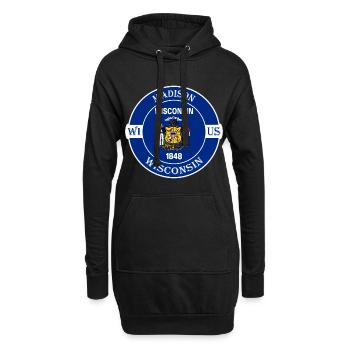 Madison Wisconsin Flagge USA Reise Souvenir Abzeichen - Hoodie-Kleid - Schwarz - Vorne