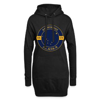 Anchorage Alaska Flagge USA Reise Souvenir Abzeichen - Hoodie-Kleid - Schwarz - Vorne
