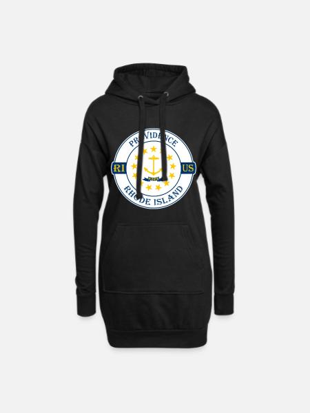 Providence Rhode Island Flag USA Souvenir Badge - Sweat-shirt à capuche long Femme - noir
