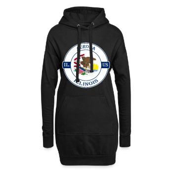 Aurora Illinois Flag USA Travel Souvenir Badge - Sweat-shirt à capuche long Femme - noir - Devant