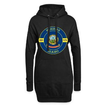 Meridian Idaho Flagge USA Reise Souvenir Abzeichen - Hoodie-Kleid - Schwarz - Vorne
