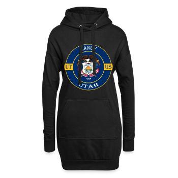 Sandy Utah Flagge USA Reise Souvenir Abzeichen - Hoodie-Kleid - Schwarz - Vorne