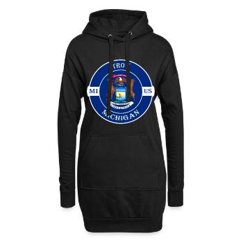 Troy Michigan Flagge USA Reise Souvenir Abzeichen - Hoodie-Kleid - Schwarz - Vorne