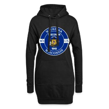 Waukesha Wisconsin Flagge USA Reise Souvenir Abzeichen - Hoodie-Kleid - Schwarz - Vorne