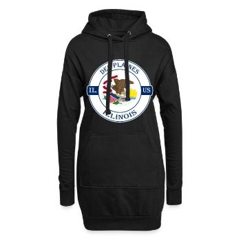 Des Plaines Illinois Flag USA Souvenir Badge - Sweat-shirt à capuche long Femme - noir - Devant