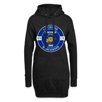 La Crosse Wisconsin Flagge USA Reise Souvenir Abzeichen - Hoodie-Kleid - Schwarz - Vorne