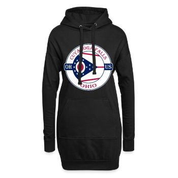 Cuyahoga Falls Ohio Flagge USA Reise Souvenir Abzeichen - Hoodie-Kleid - Schwarz - Vorne