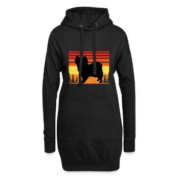 Papillon Dog Lover Silhouette Vintage Sunset - Sweat-shirt à capuche long Femme - noir - Devant