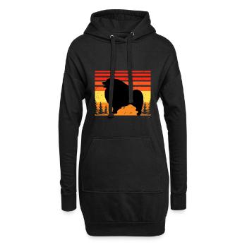 Keeshond Hundeliebhaber Silhouette Vintage Sonnenuntergang - Hoodie-Kleid - Schwarz - Vorne