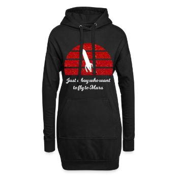 Der Flug ins Weltall - Hoodie-Kleid - Schwarz - Vorne
