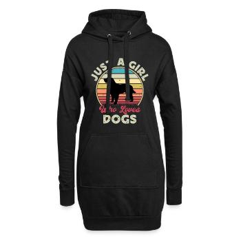 Briquet Griffon Vendeen Dog Silhouette Retro Sun - Sweat-shirt à capuche long Femme - noir - Devant