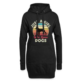 Boxer Hund Silhouette Vintage Sonnenuntergang für Hundeliebhaber - Hoodie-Kleid - Schwarz - Vorne