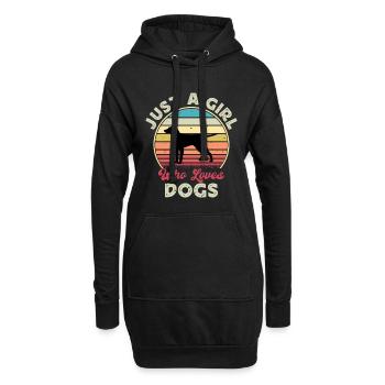 Curly Coated Retriever Hund Silhouette Retro Sonnenuntergang - Hoodie-Kleid - Schwarz - Vorne