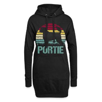 Chien d’eau portugais Portie PWD Vintage Rétro - Sweat-shirt à capuche long Femme - noir - Devant