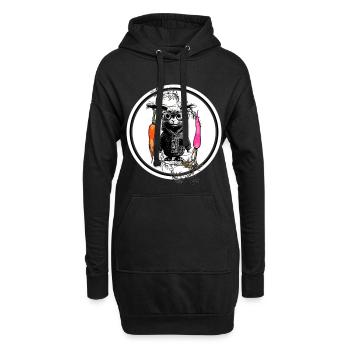 Cooler Hase - Hoodie-Kleid - Schwarz - Vorne