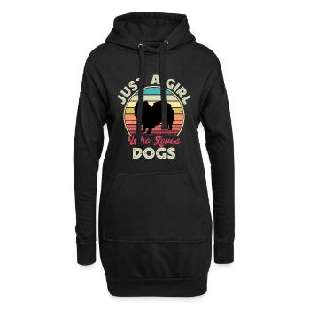 Indischer Spitz Hundeliebhaber Silhouette Vintage Sonnenuntergang - Hoodie-Kleid - Schwarz - Vorne