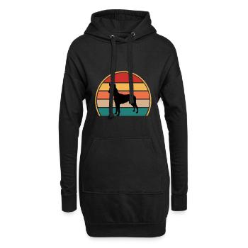 Basenji Hundeliebhaber Silhouette Vintage Sonnenuntergang - Hoodie-Kleid - Schwarz - Vorne