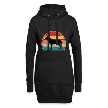 Bleu De Gascogne Grand Dog Silhouette Retro Sunset - Sweat-shirt à capuche long Femme - noir - Devant