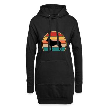 Berger Hollandais Chien Amoureux Silhouette Vintage Coucher de Soleil - Sweat-shirt à capuche long Femme - noir - Devant